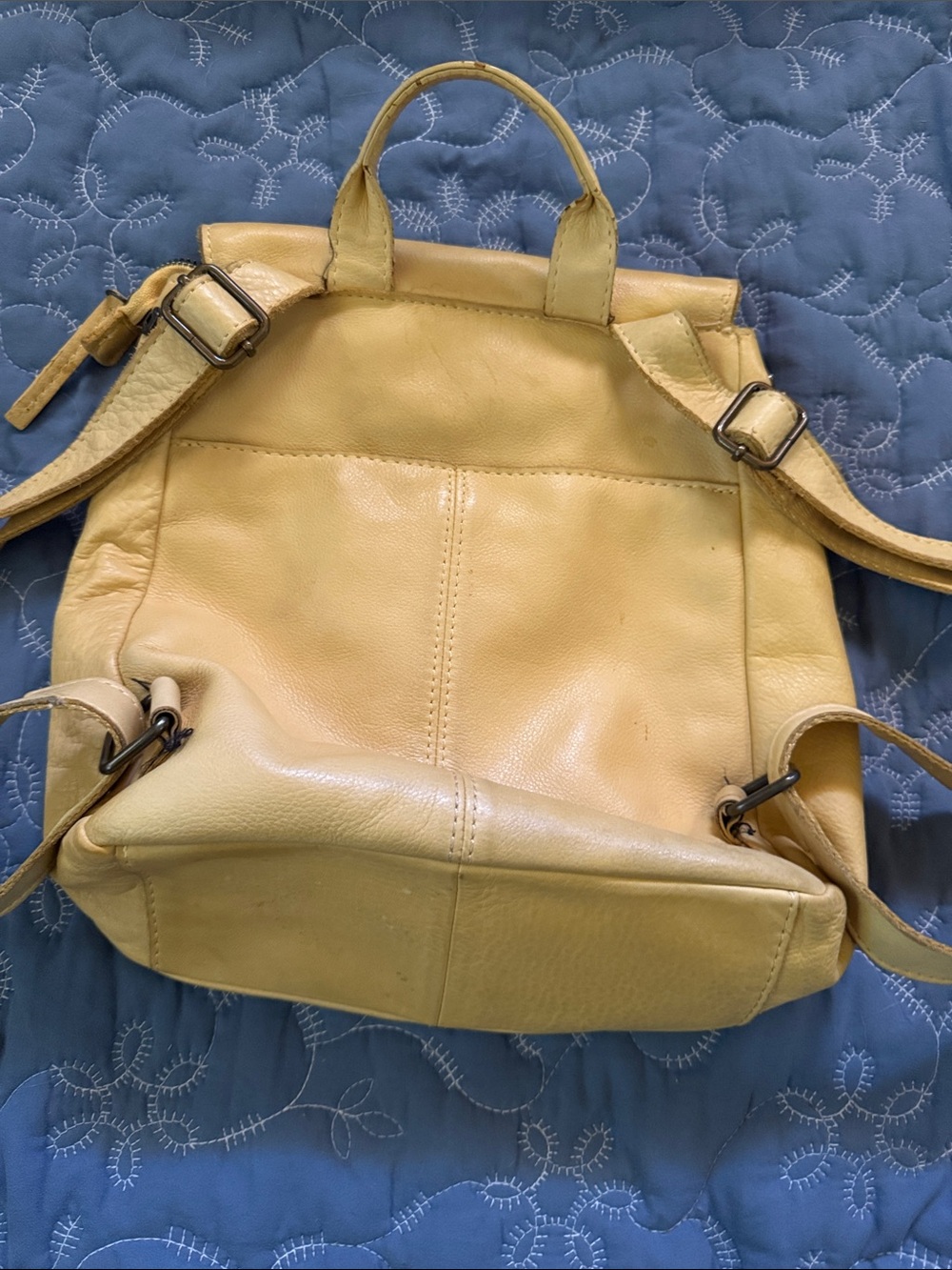 American Leather Co Yellow Leather Backpack - Picture 4 of 4